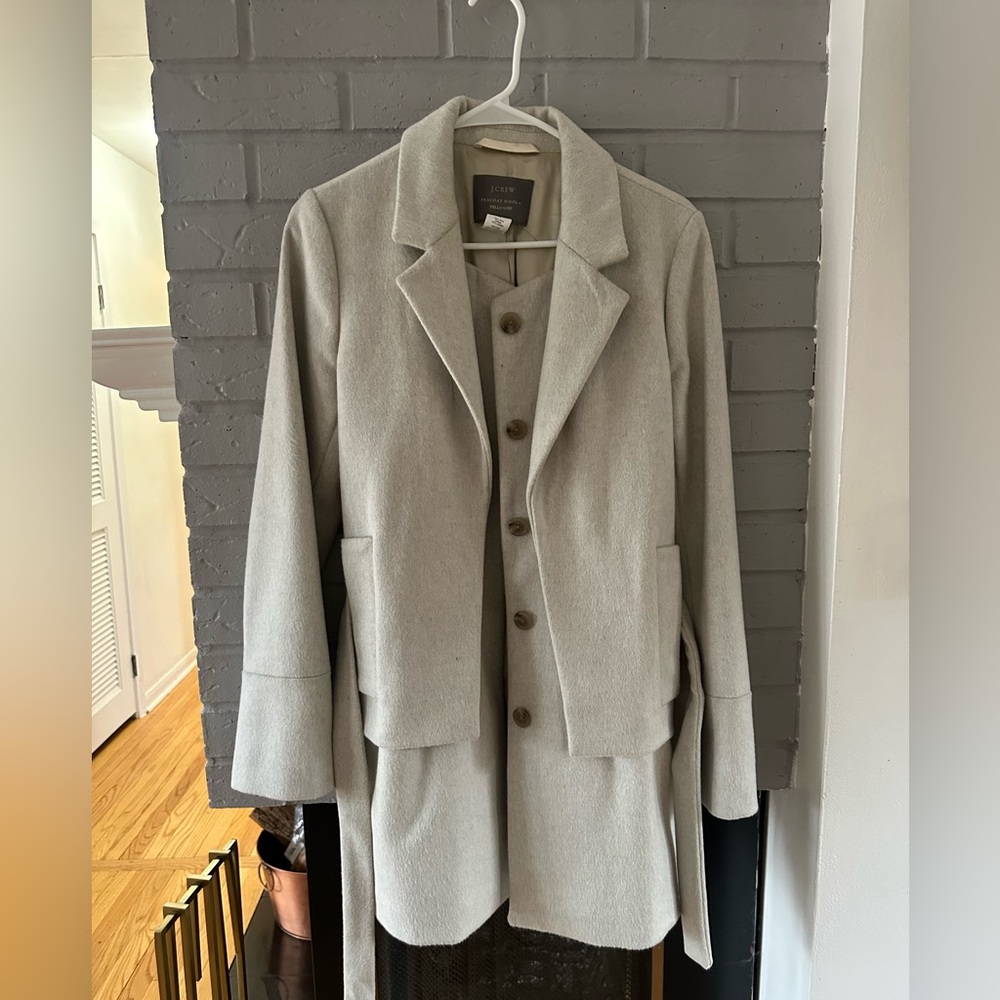 J. CREW Belted Wool Peacoat Nello Gori Light Gray